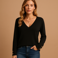 V-neck blouse with button details for women | Isla