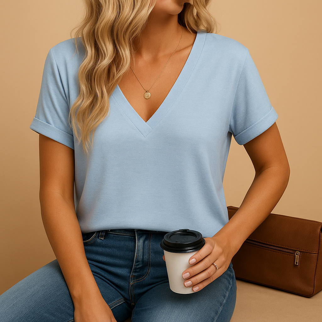 V-neck puff sleeve blouse for women | Clara