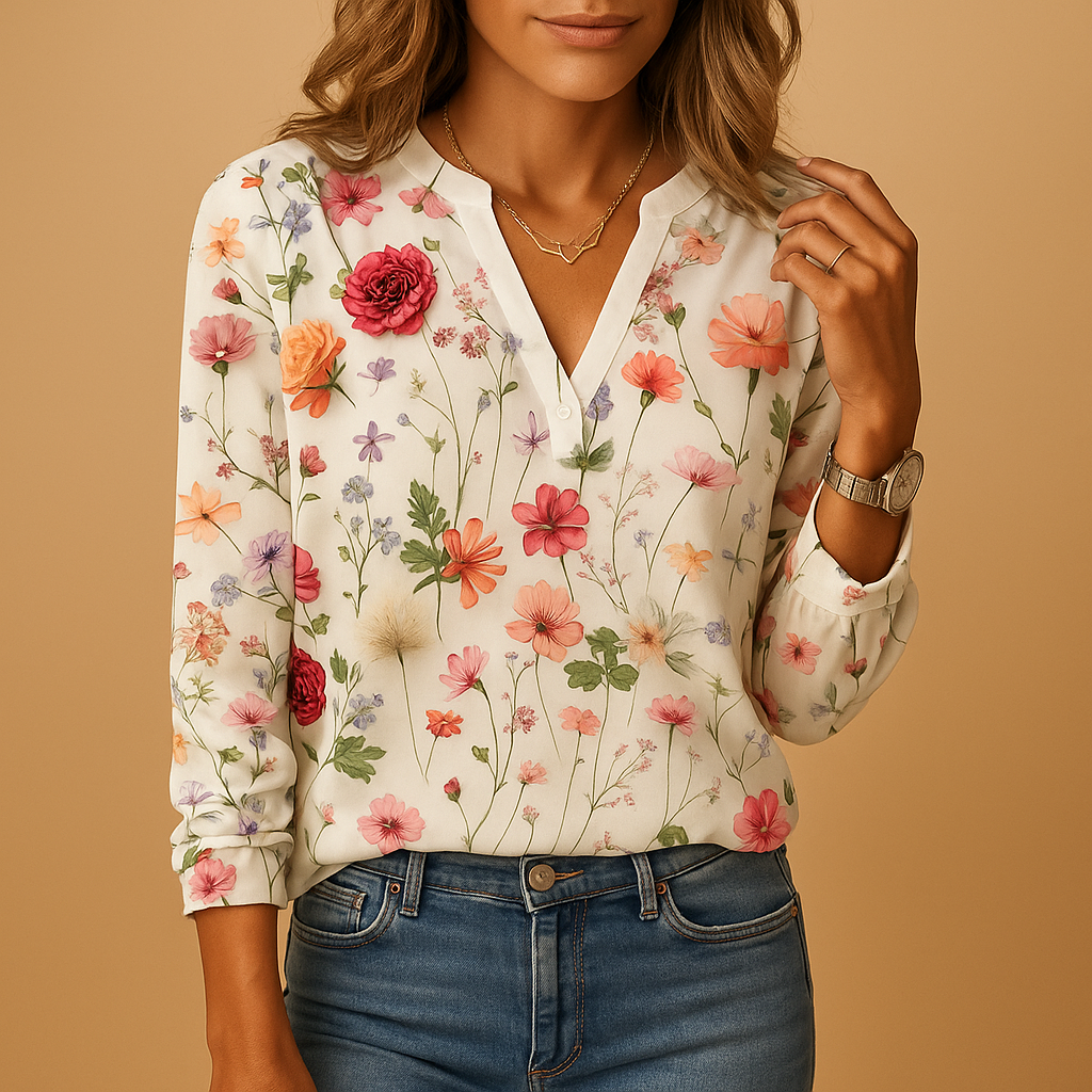 Floral V-neck blouse for women | Daisy
