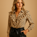 V-neck blouse with ruffles for women | Harper